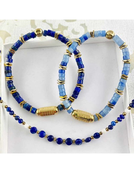 Bracelet Heishi Aventurine et Lapis Lazuli