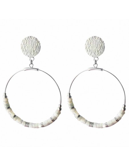 Boucle d'oreille clip  Créole Heishi argent 925