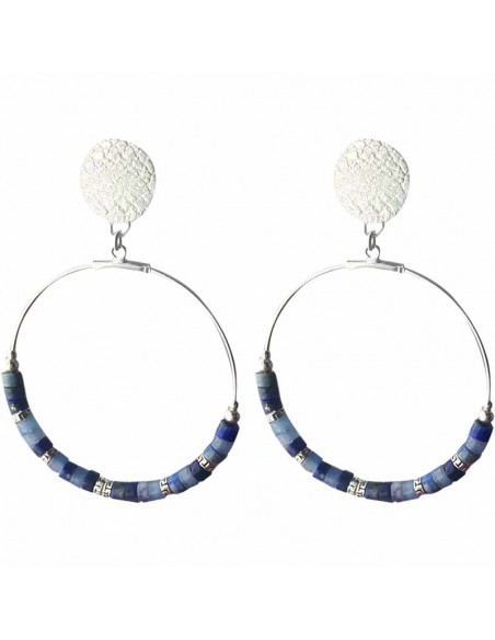 Boucle d'oreille clip  Créole Heishi argent 925