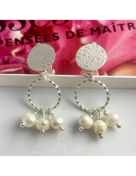 Boucles d'oreilles clips Wedding Night argent 925