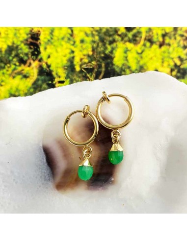 Boucles d'oreilles clips Onyx et Cyanite