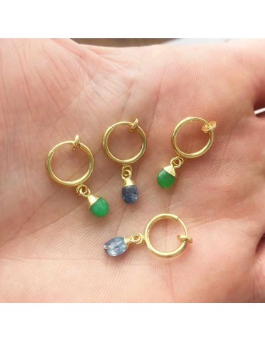 Boucles d'oreilles clips Onyx et Cyanite