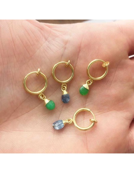 Boucles d'oreilles clips Onyx et Cyanite