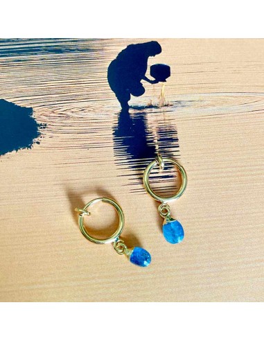 Boucles d'oreilles clips Onyx et Cyanite