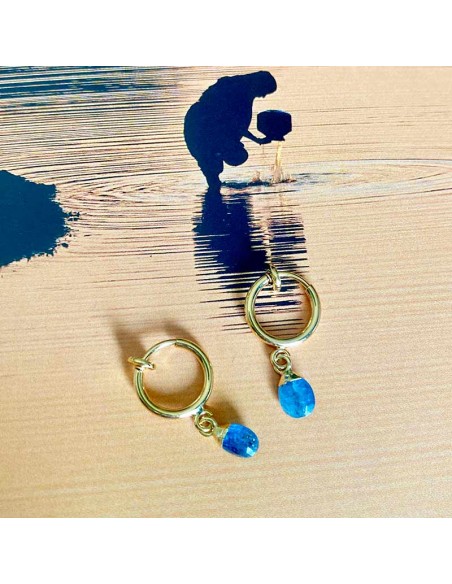 Boucles d'oreilles clips Onyx et Cyanite