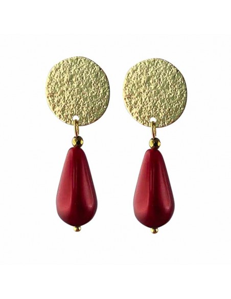 Boucles d'oreilles clips nacrées rose/rouge