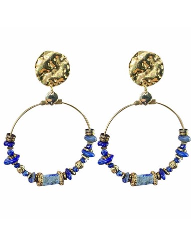 Boucles d'oreilles clips créoles Lapis-Lazuli