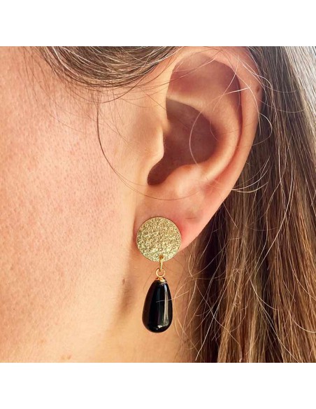 Boucles d'oreilles à clips gouttes blanches, noires , bleues