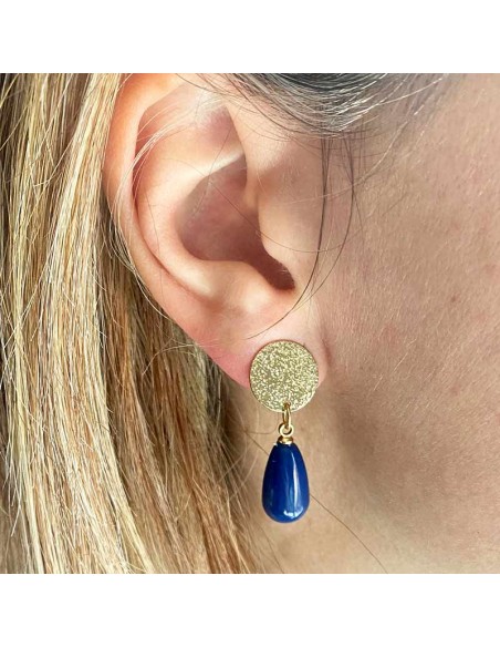 Boucles d'oreilles à clips gouttes blanches, noires , bleues