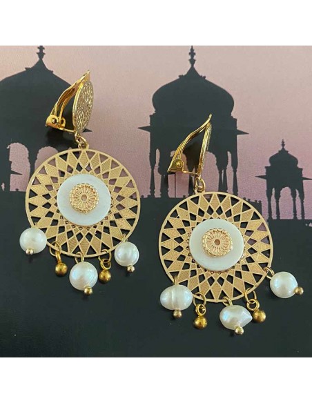 Boucles d'oreilles clips dorée Mona Lisa