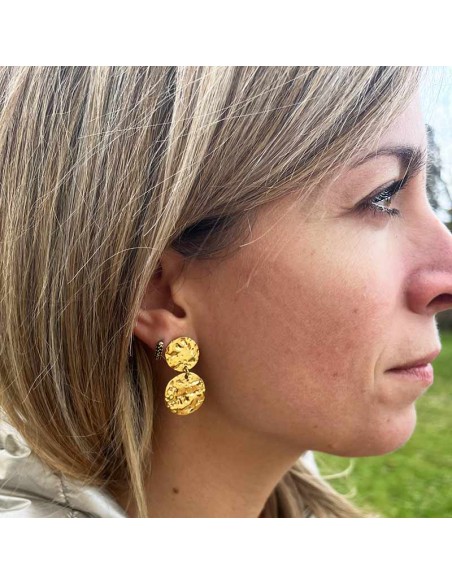 Boucles d'oreilles clips martelées acier inoxydable