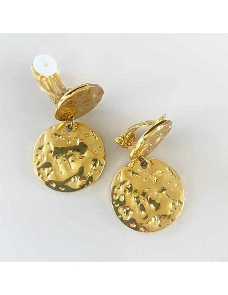 Boucles d'oreilles clips martelées acier inoxydable