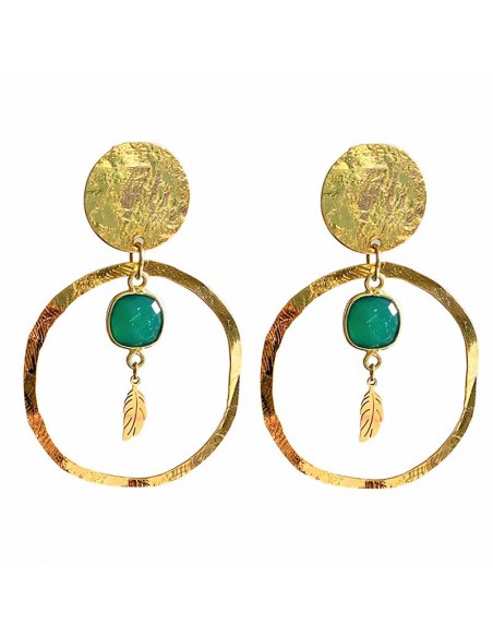 Boucles d'oreilles créoles pierres sertie Fidji