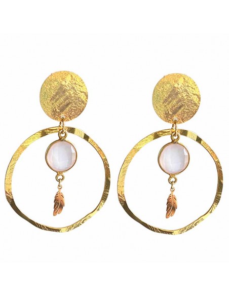 Boucles d'oreilles créoles pierres sertie Fidji