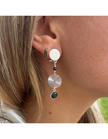 Boucles d'oreilles clips pendante argent 925 Sunrise