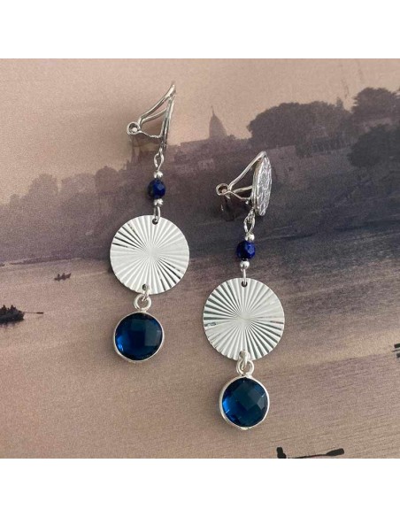 Boucles d'oreilles clips pendante argent 925 Sunrise