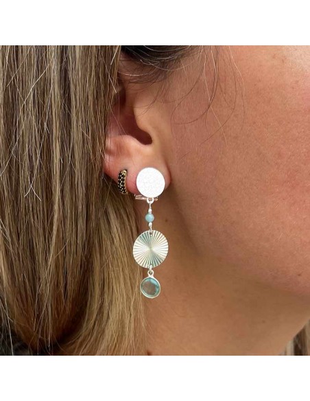 Boucles d'oreilles clips pendante argent 925 Sunrise