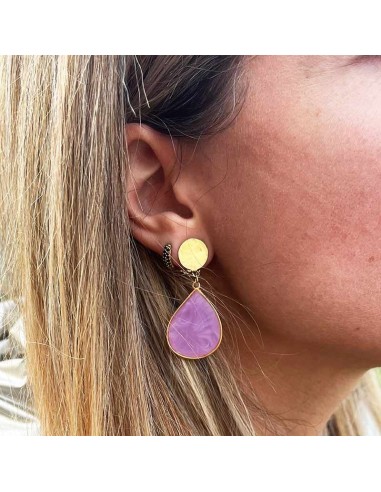 Boucles d'oreilles clips Goutte Mauve Nacrée 2