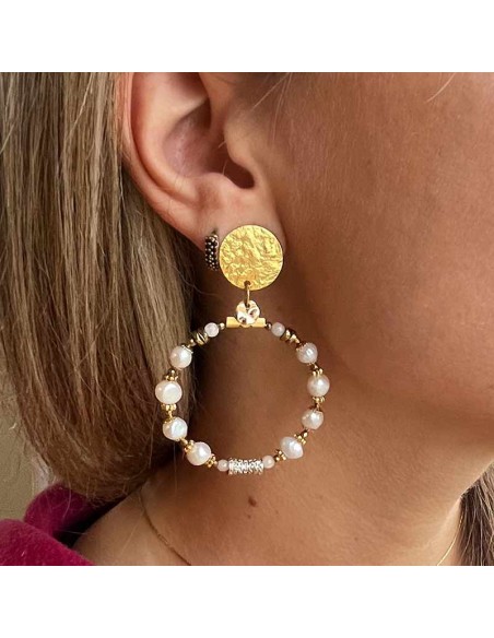 Boucle d'oreille à clip Perle d'eau douce Hermine