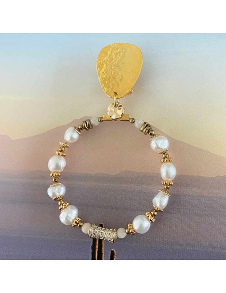 Boucle d'oreille à clip Perle d'eau douce Hermine