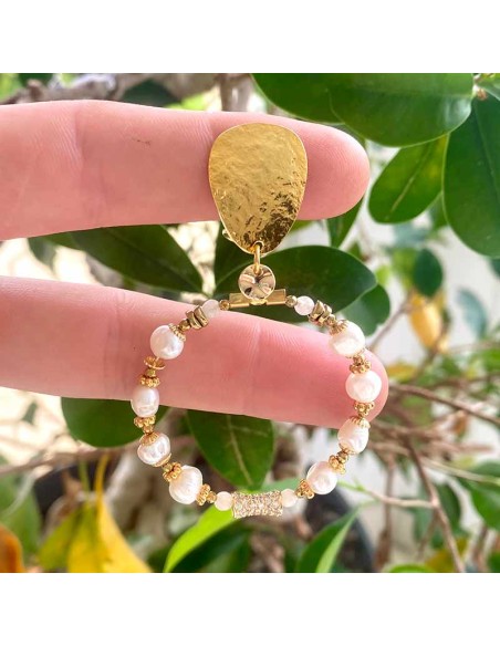 Boucle d'oreille à clip Perle d'eau douce Hermine