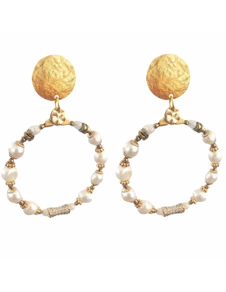 Boucle d'oreille à clip Perle d'eau douce Hermine