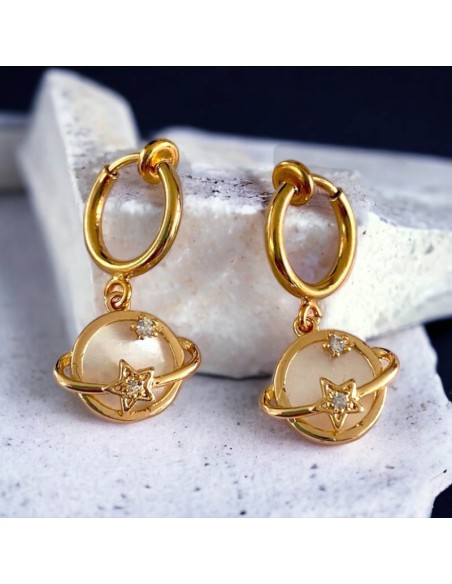 Boucles d'oreilles à clips Plaqué Or Nacre