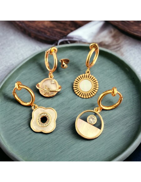 Boucles d'oreilles à clips Plaqué Or Nacre