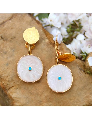 Boucles d'Oreilles Clips pendantes en résine Vintage 80/90
