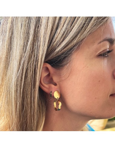 Boucles d'oreilles clips sophistiquées résine émaillée I bleu