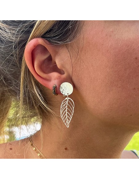 Boucles d'oreilles clips feuilles argent
