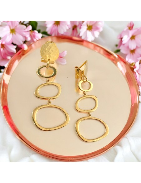 Boucles d'oreilles clips plaqué or Square