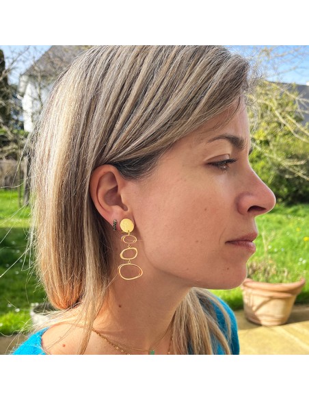 Boucles d'oreilles clips plaqué or Square